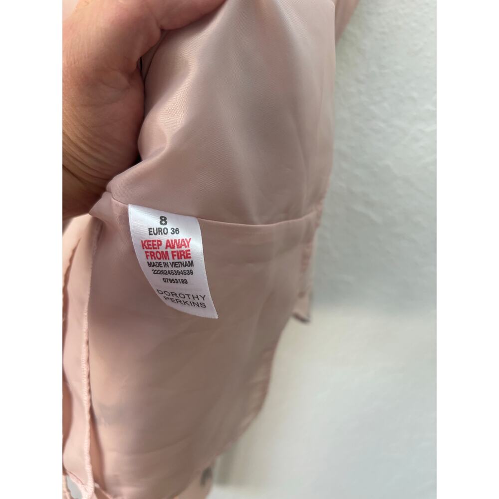 Dorothy Perkins $60 Pink Summer Dress Cap Sleeve Black Bird sz 8 UK 36 EURO A1 - Picture 6 of 8
